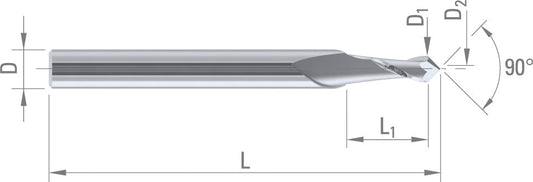 Dixi 7632 90° D 03 x 06 xD 3 x 39 (d2=003) HM többfunkciós maró