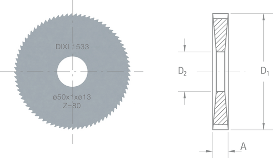 Dixi 1533 D 40 x 1,10 x D 10,00 Z=64 keményfém fűrésztárcsa