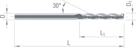 Dixi 7223 D 4,00 x 30,0 x D 4,0 x 6 0 Z=3 DIAMANT keményfém szár rádiuszmaró hosszú