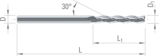 Dixi 7223 D 12,00 x 45,0 x D 12,0 x 10 0 Z=3 DIAMANT keményfém szár rádiuszmaró hosszú