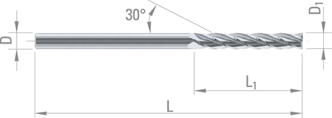 Dixi 7224 D 5,00 x 35,0 x D 5,0 x 7 5 Z=4 DIAMANT keményfém szár rádiuszmaró hosszú