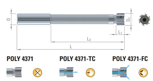 Dixi POLY 4371-FC D 16 H7(D16.009)x14x100 D16h6x60 L=160 Z=6 - 45° keményfém dörzsá
