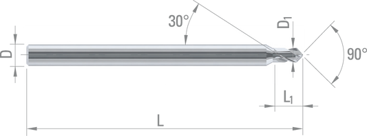 Dixi 1108-90°D= 05 x 1 xD= 3 x 38 Z= 2 keményfém központfúró erősített szárral